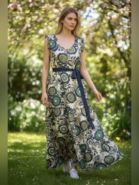 Trinity Boho Maxi Dress - Olive and Ivory